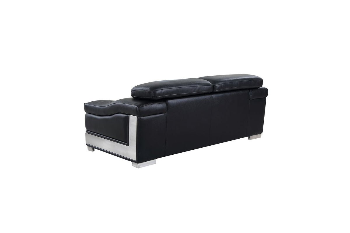 415 Divanitalia Loveseat with Adjustable Headrest in Top-grain Italian Leather - Black - SKU 415-L-BLACK - view 4