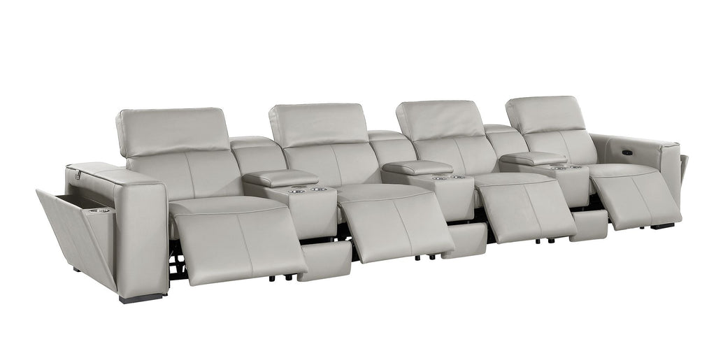 1224 Divanitalia 7-Piece Modular Power Reclining Sofa in Top Grain Italian Leather with 4 Power Recliners & Power Headrests