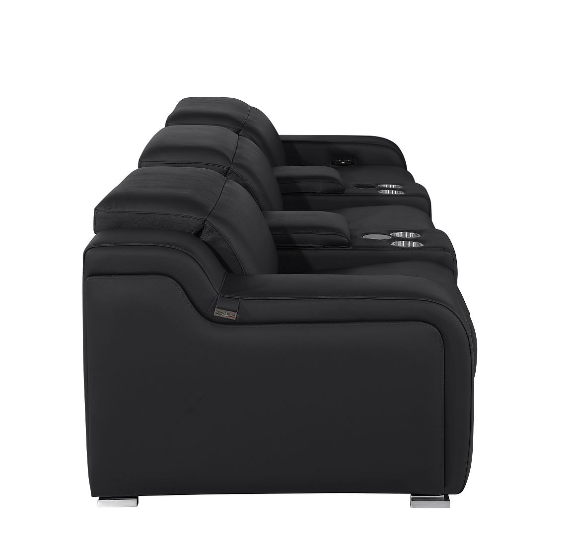 1116 Divanitalia 5-Piece Modular Power Reclining Sofa in Top Grain Italian Leather with 3 Power Recliners & Power Headrests