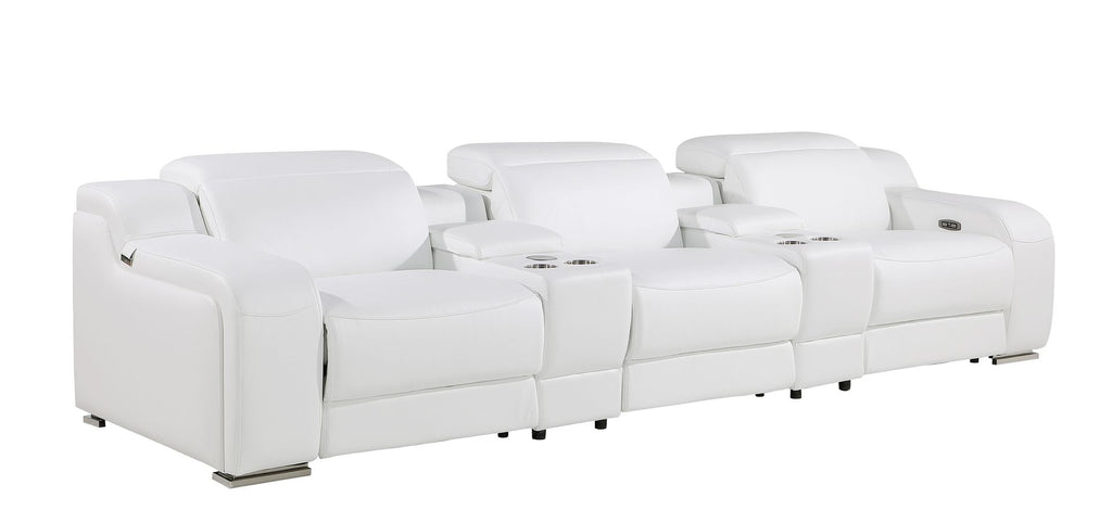 1116 Divanitalia 5-Piece Modular Power Reclining Sofa in Top Grain Italian Leather with 3 Power Recliners & Power Headrests