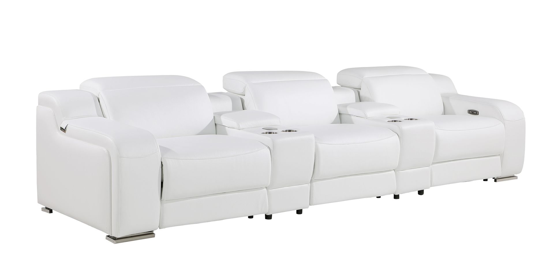 1116 Divanitalia 5-Piece Modular Power Reclining Sofa in Top Grain Italian Leather with 3 Power Recliners & Power Headrests