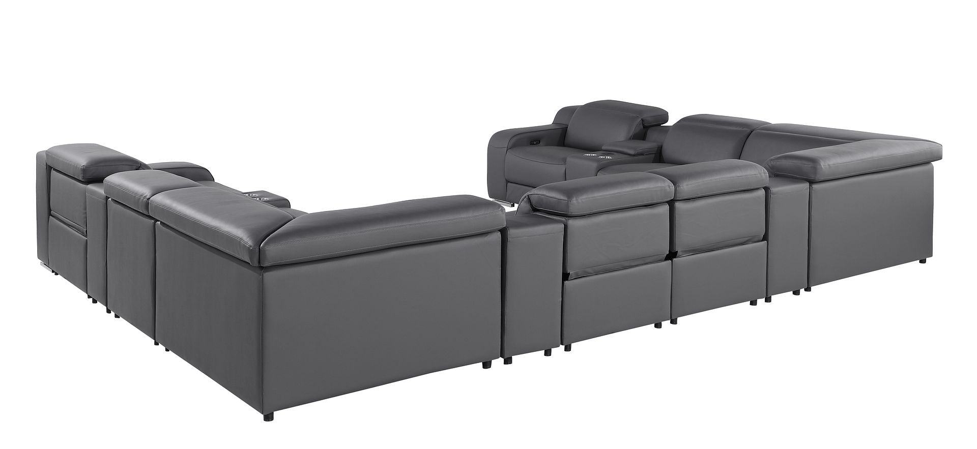 1116 Divanitalia 12-Piece U-Shaped Sectional Sofa in Top Grain Italian Leather with 4 Power Recliners & Power Headrests
