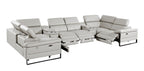 1246 Divanitalia 8-Piece U-Shaped Modular Power Reclining Sectional Sofa with 4 Power Recliners and Power Headrests - Top Grain Italian Leather