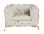 970 Divanitalia 3-Piece Sofa Set in Top-grain Italian Leather - Cream - SKU 970- CREAM 3PC (S/CH/CH) - GROUP - view 4