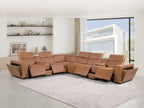 1224 Divanitalia 8-Piece L-Shaped Sectional Sofa in Top Grain Italian Leather with 4 Power Recliners & Power Headrests