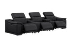 2679 Genuine Leather Sofa with 3 Power Recliners & Dual Storage Consoles