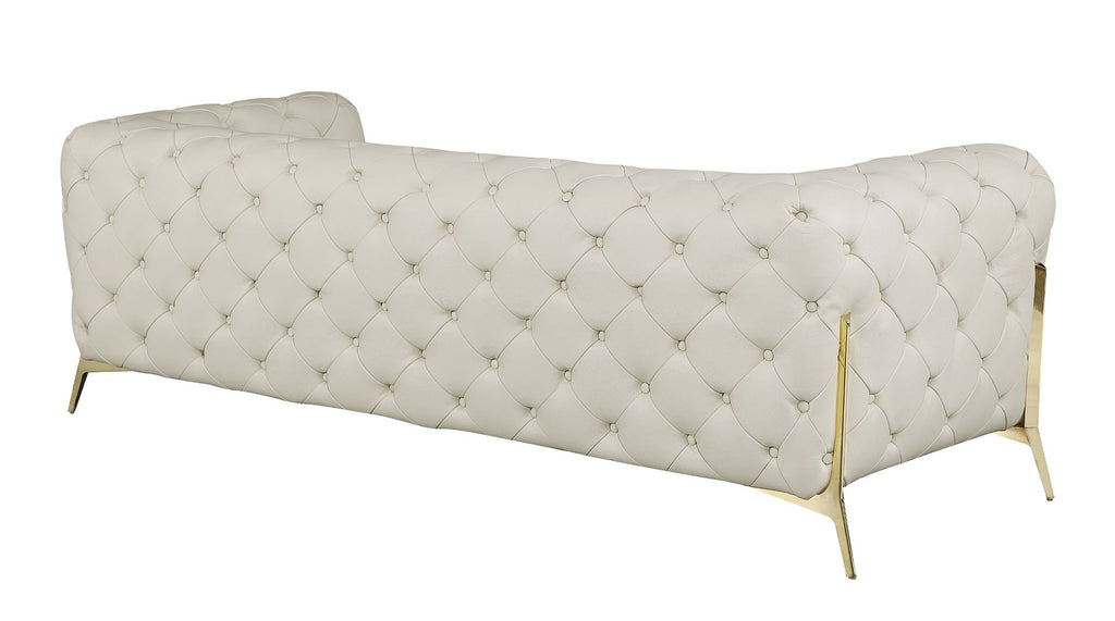 970 Divanitalia 3-Piece Sofa Set in Top-grain Italian Leather - Cream - SKU 970- CREAM 3PC (S/CH/CH) - GROUP