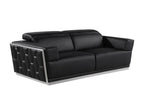 1111 Divanitalia 2-Piece Sofa Set with Adjustable Headrest in Top-grain Italian Leather - Black - SKU 1111-BLACK-2PC - view 4