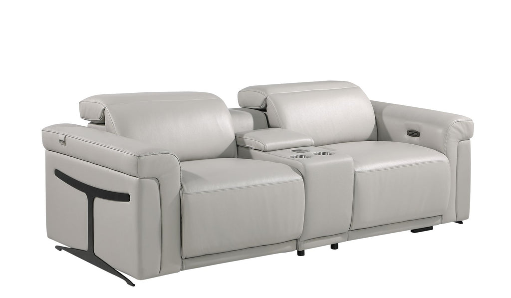 1126 Divanitalia 3-Piece Modular Power Reclining Loveseat in Top Grain Italian Leather with 2 Power Recliners & Power Headrests