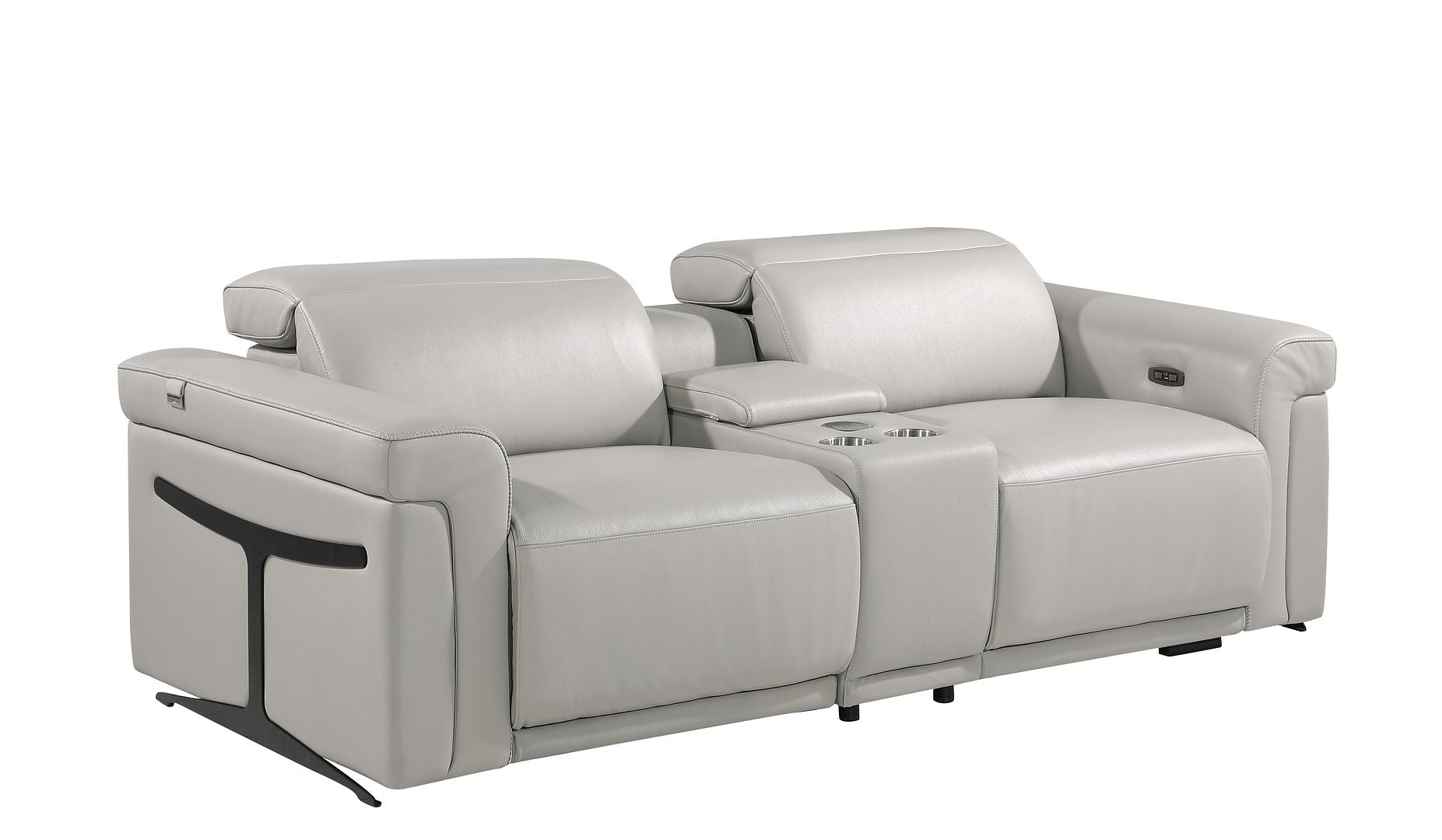 1126 Divanitalia 3-Piece Modular Power Reclining Loveseat in Top Grain Italian Leather with 2 Power Recliners & Power Headrests