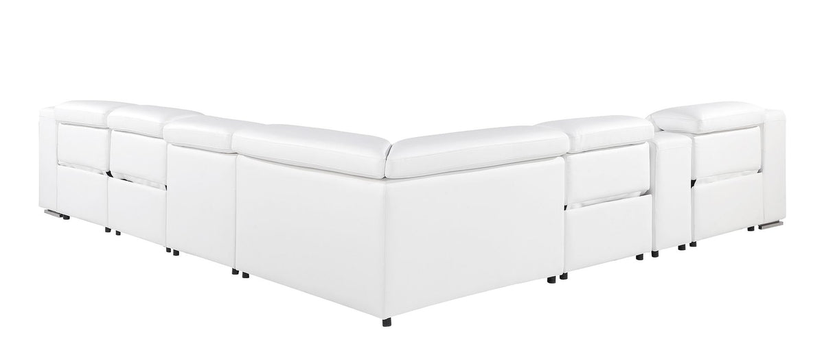 1116 Divanitalia 7-Piece L-Shaped Sectional Sofa in Top Grain Italian Leather with 4 Power Recliners & Power Headrests - White - SKU 1116-WHITE-7PC-4PWR-SECTIONAL - GROUP - view 6