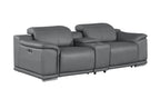 2679 Genuine Leather Console Loveseat with Dual Power Recliners - Dark Grey - SKU 2679-DK-GRAY-3.2-HT - view 3