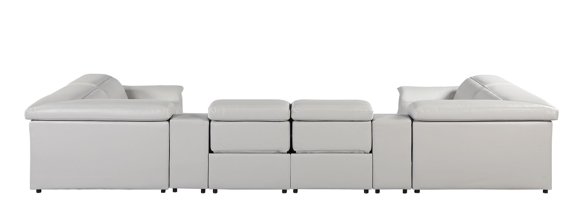9762 Divanitalia 8-Piece U-Shaped Top Grain Italian Leather Sectional Sofa with 4 Power Recliners