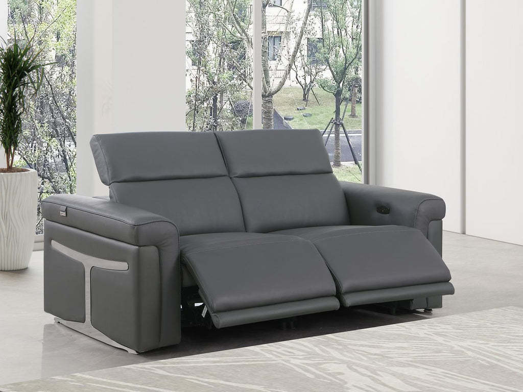 1126 Divanitalia 2-Piece Modular Power Reclining Loveseat in Top Grain Italian Leather with 2 Power Recliners & Power Headrests - Dark Grey - SKU 1126-DK_GREY-2.2-HT - view 2