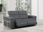 1126 Divanitalia 2-Piece Modular Power Reclining Loveseat in Top Grain Italian Leather with 2 Power Recliners & Power Headrests - Dark Grey - SKU 1126-DK_GREY-2.2-HT - view 2