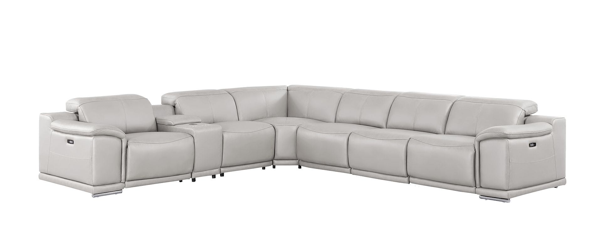 2679 7-Piece L-Shaped Power Reclining Sectional Sofa in Genuine Leather - 4 Recliners