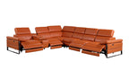1246 Divanitalia 7-Piece L-Shaped Modular Power Reclining Sectional Sofa with 4 Power Recliners and Power Headrests - Top Grain Italian Leather