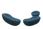 Yolonda - Modern Curved Dark Teal Fabric Sofa Set