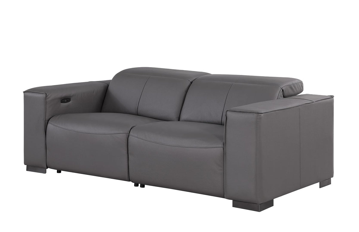 1208 Genuine Leather Dual Power Reclining Loveseat - Dark Grey - SKU 1208-DK-GREY-2.2-HT - view 4