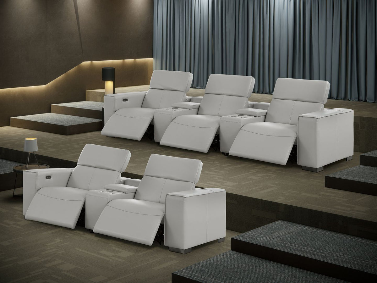 1208 Modular Leather Sofa & Loveseat with 6 Recliners and Power Headrests - Light Grey - SKU 1208-LT-GREY-8.5-HT - view 3