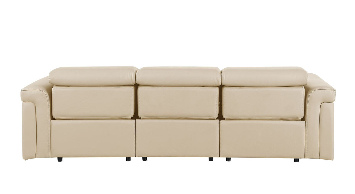 1126 Divanitalia 3-Piece Modular Power Reclining Sofa in Top Grain Italian Leather with 3 Power Recliners & Power Headrests - Beige - SKU 1126-BEIGE-3.3-HT - view 7