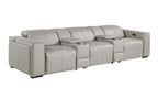 1224 Divanitalia 5-Piece Modular Power Reclining Sofa in Top Grain Italian Leather with 3 Power Recliners & Power Headrests - Light Grey - SKU 1224-LT-GREY-5.3-HT - view 4