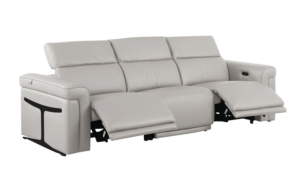 1126 Divanitalia 5-Piece Modular Power Reclining Sofa and Loveseat Set in Top Grain Italian Leather with 4 Power Recliners & Power Headrests - Light Grey - SKU 1126-LT_GREY-5.4-HT-2PC - view 7
