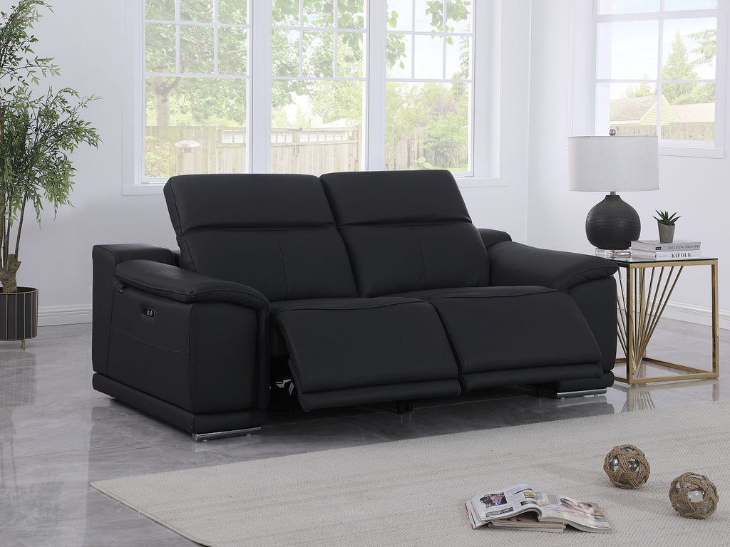 9762 Divanitalia 2-Piece Modular Power Reclining Console with 2 Power Recliners in Top Grain Italian Leather