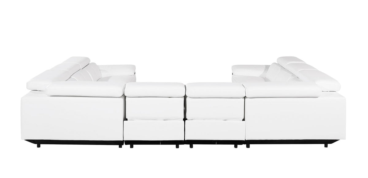 1246 Divanitalia 8-Piece U-Shaped Modular Power Reclining Sectional Sofa with 4 Power Recliners and Power Headrests - Top Grain Italian Leather - White - SKU 1246-WHITE-8PC-4PWR-U-NC-SECTIONAL - view 8