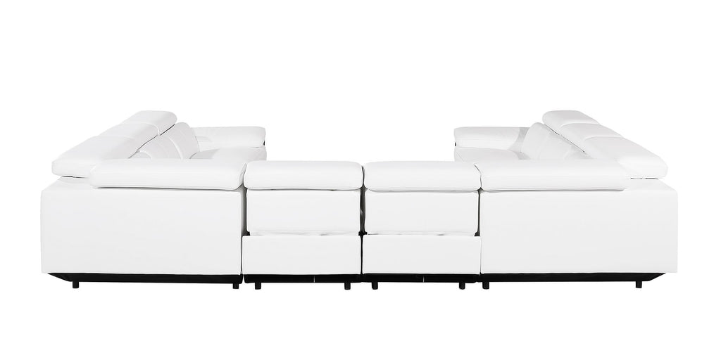 1246 Divanitalia 8-Piece U-Shaped Modular Power Reclining Sectional Sofa with 4 Power Recliners and Power Headrests - Top Grain Italian Leather