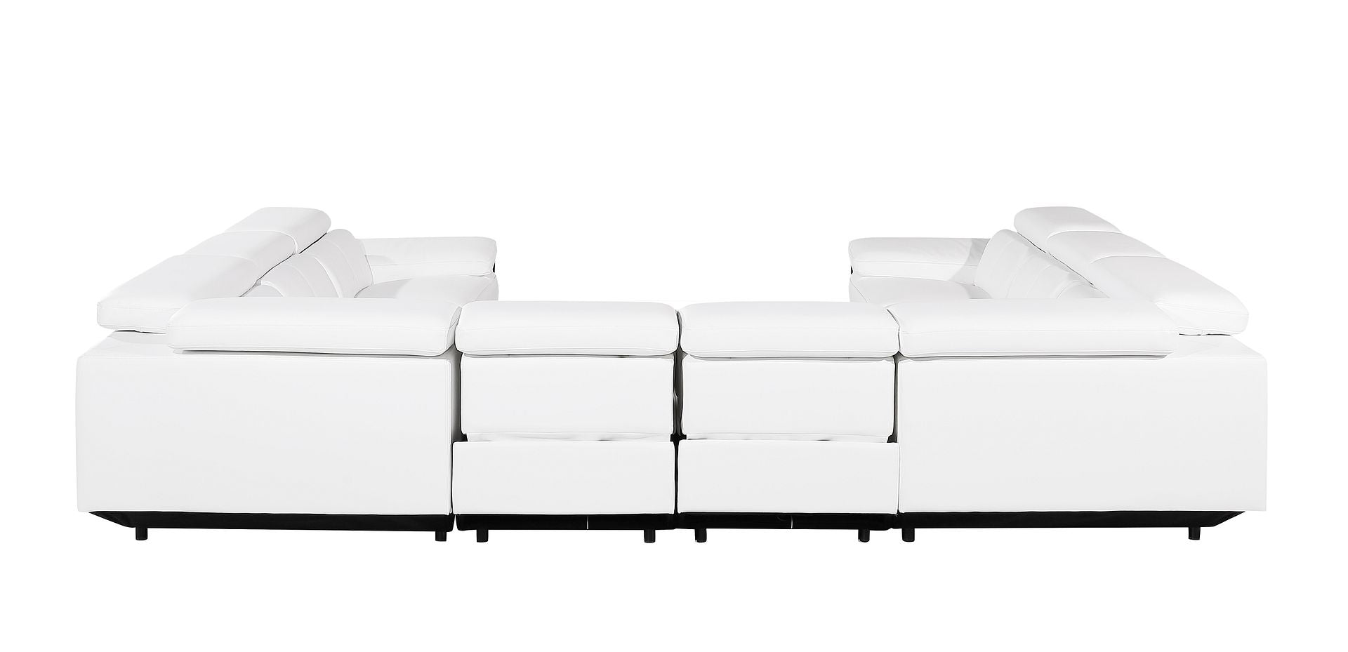 1246 Divanitalia 8-Piece U-Shaped Modular Power Reclining Sectional Sofa with 4 Power Recliners and Power Headrests - Top Grain Italian Leather