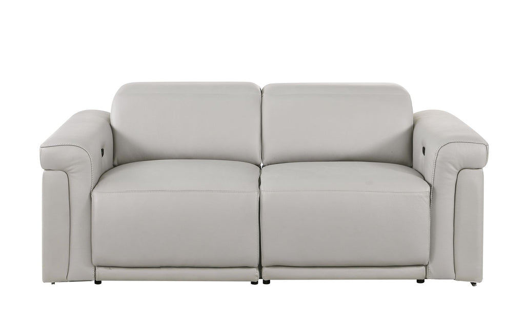 1126 Divanitalia 6-Piece Modular Power Reclining Sofa, Loveseat & Chair Set in Top Grain Italian Leather with 5 Power Recliners & Power Headrests - Light Grey - SKU 1126-LT_GREY-6.5-HT-3PC - view 8