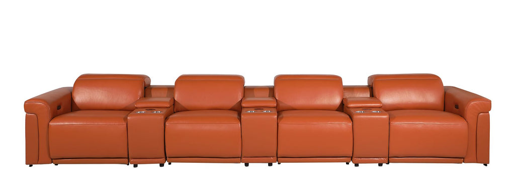 1126 Divanitalia 7-Piece Modular Power Reclining Sofa in Top Grain Italian Leather with 4 Power Recliners & Power Headrests - Camel - SKU 1126-CAMEL-7.4-HT - view 3