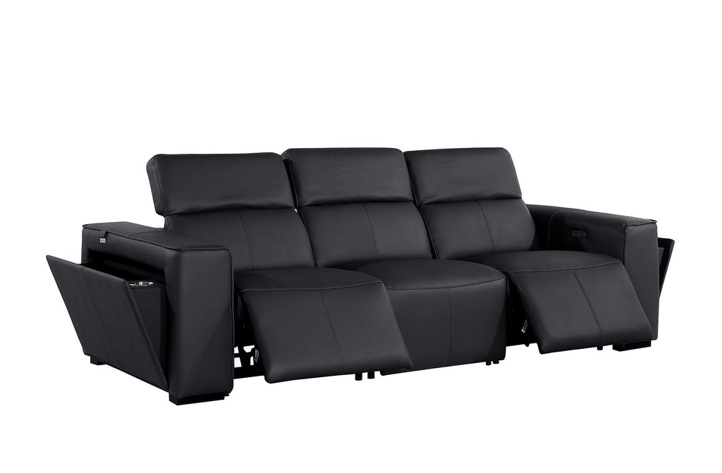 1224 Divanitalia 6-Piece Modular Power Reclining Sofa, Loveseat & Chair Set in Top Grain Italian Leather with 5 Power Recliners & Power Headrests - Black - SKU 1224-BLACK-6.5-HT-3PC - view 6