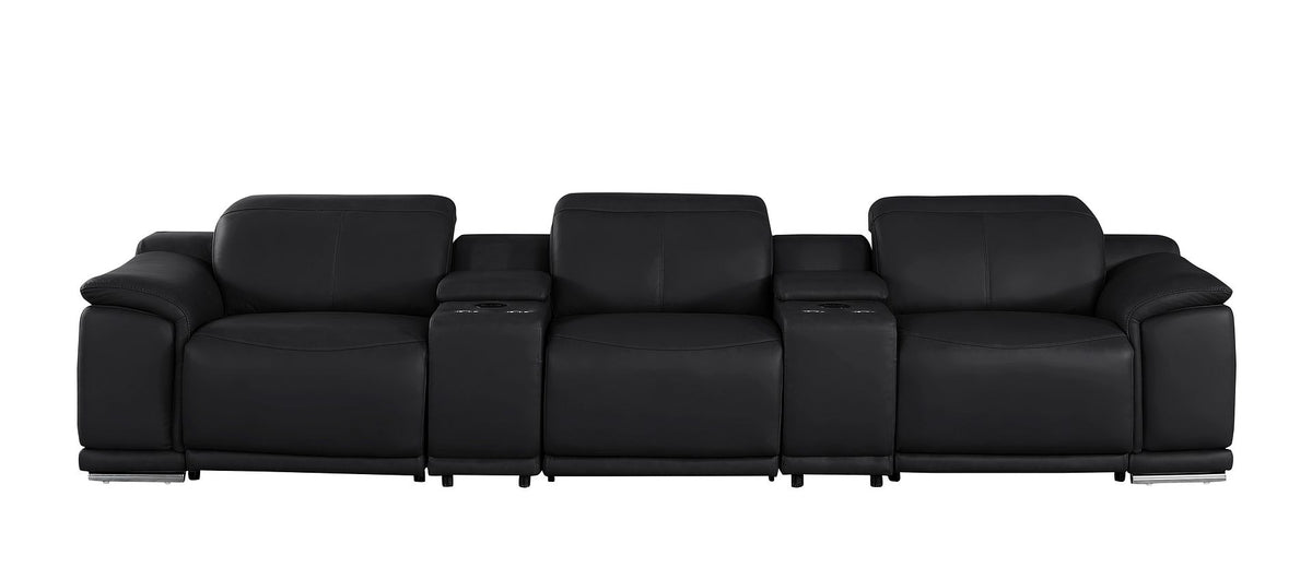 2679 Genuine Leather Sofa with 3 Power Recliners & Dual Storage Consoles - Black - SKU 2679-BLACK-5.3-S-HT - view 3