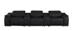 2679 Genuine Leather Sofa with 3 Power Recliners & Dual Storage Consoles