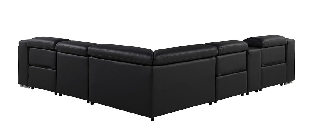 1116 Divanitalia 6-Piece L-Shaped Sectional Sofa in Top Grain Italian Leather with 3 Power Recliners & Power Headrests - Black - SKU 1116-BLACK-6PC-3PWR-SECTIONAL- GROUP - view 6