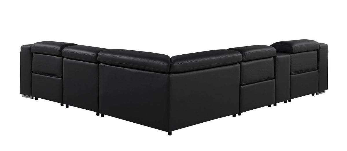 1116 Divanitalia 6-Piece L-Shaped Sectional Sofa in Top Grain Italian Leather with 3 Power Recliners & Power Headrests - Black - SKU 1116-BLACK-6PC-3PWR-SECTIONAL- GROUP - view 6