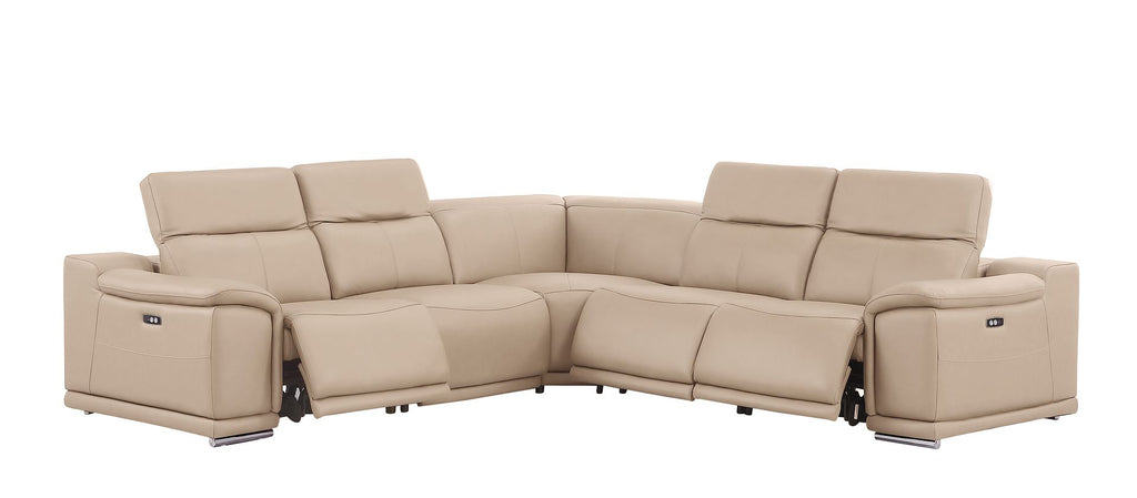 2679 5-Piece L-Shaped Power Reclining Sectional Sofa in Genuine Leather - 3 Recliners