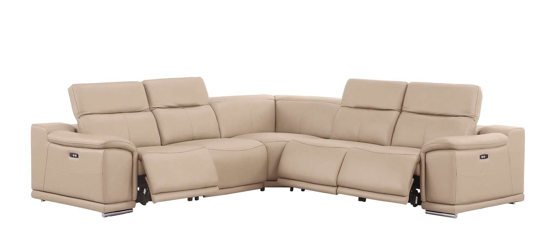 2679 5-Piece L-Shaped Power Reclining Sectional Sofa in Genuine Leather - 3 Recliners