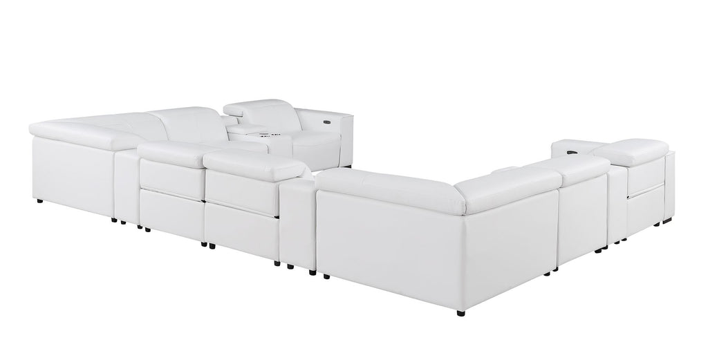 1208 12 Piece U-Shaped Leather Sectional Sofa with 4 Power Recliners & Power Headrest