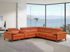 1246 Divanitalia 6-Piece L-Shaped Modular Power Reclining Sectional Sofa with 3 Power Recliners and Power Headrests - Top Grain Italian Leather - Camel