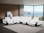 1246 Divanitalia 8-Piece U-Shaped Modular Power Reclining Sectional Sofa with 4 Power Recliners and Power Headrests - Top Grain Italian Leather