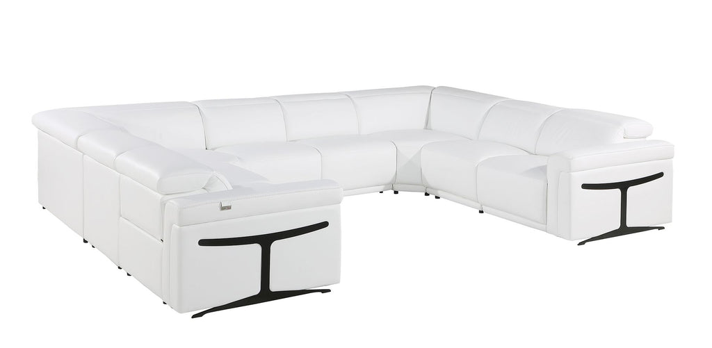 1126 Divanitalia 8-Piece U-Shaped Sectional Sofa in Top Grain Italian Leather with 4 Power Recliners & Power Headrests