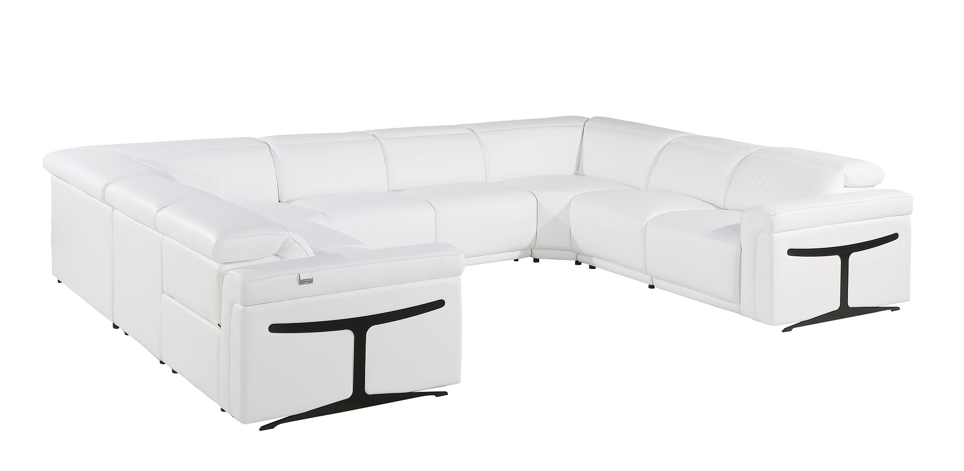 1126 Divanitalia 8-Piece U-Shaped Sectional Sofa in Top Grain Italian Leather with 4 Power Recliners & Power Headrests