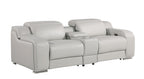 1116 Divanitalia 3-Piece Modular Power Reclining Console Loveseat in Top Grain Italian Leather with 2 Power Recliners & Power Headrests