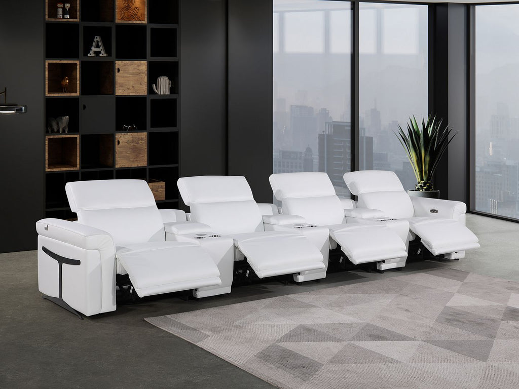 1126 Divanitalia 7-Piece Modular Power Reclining Sofa in Top Grain Italian Leather with 4 Power Recliners & Power Headrests - White - SKU 1126-WHITE-7.4-HT - view 2