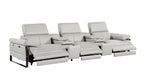 1246 Divanitalia Modular Power Triple Reclining Dual Console Sofa with Power Reclining Headrests - Top Grain Italian Leather - Light Grey - SKU 1246-LT-GREY-5.3-HT - view 5