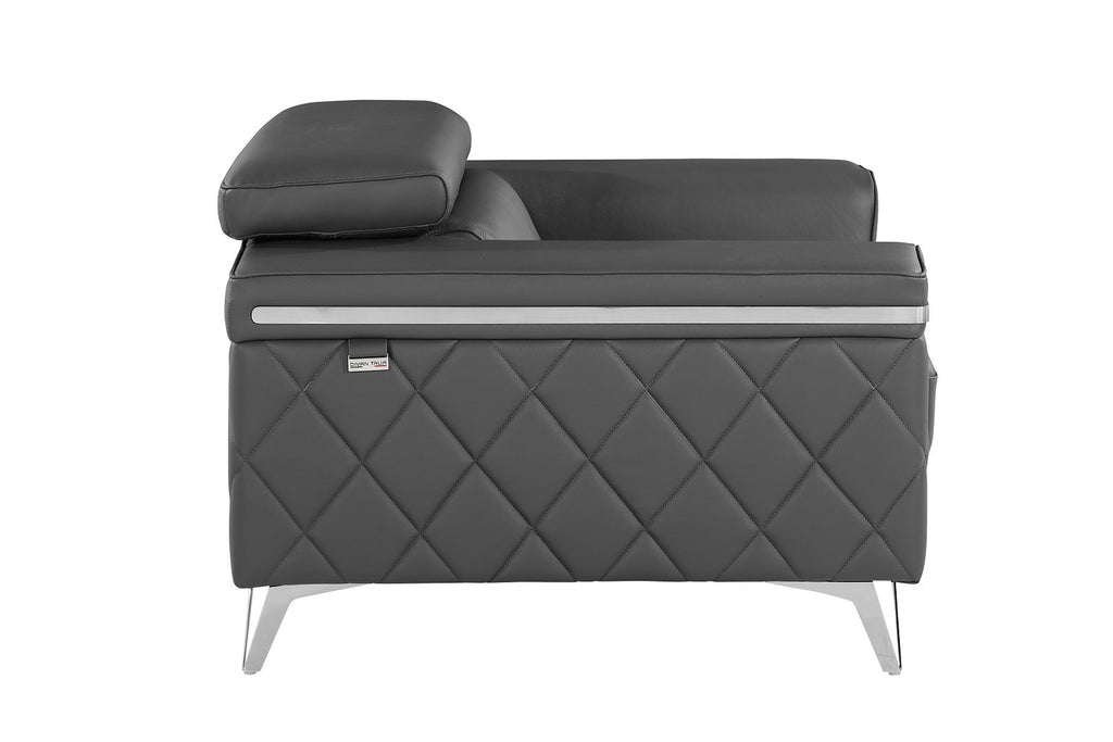 1140 Divanitalia Chair with Adjustable Headrest in Top-grain Italian Leather - Dark Grey - SKU 1140-DK-GREY-CH - view 5