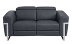 990 Divanitalia Power Reclining 2-Piece Sofa Set with Power Headrest in Top-grain Italian Leather - Dark Grey - SKU 990-DK-GRAY-2PC - view 6